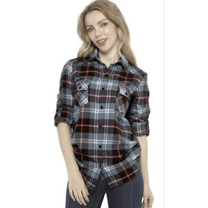 Match Long Sleeve Cotton Flannel Buttoned Shirt Top Blouse XL